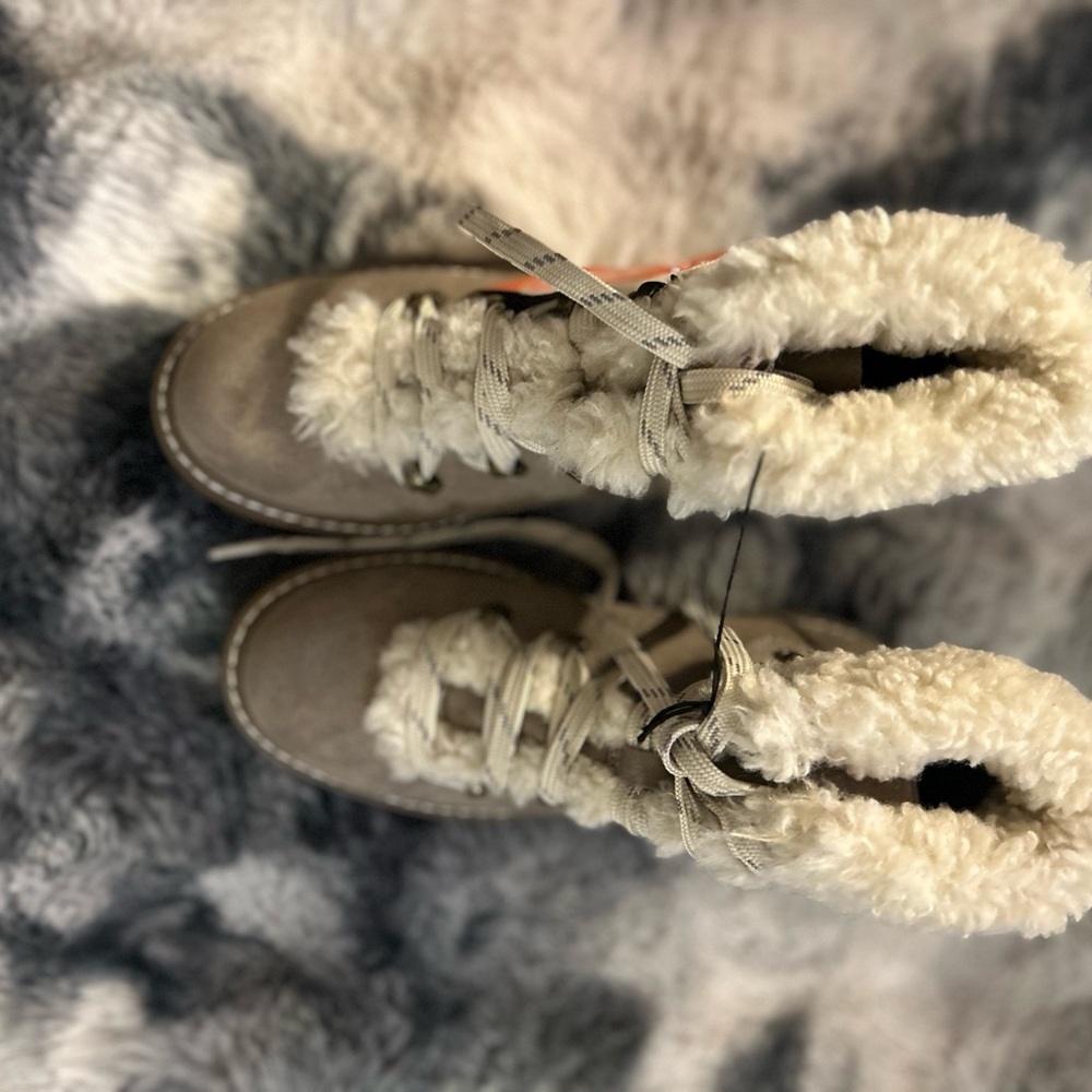 Kids Faux Fur Lined Winter Boots - Cream